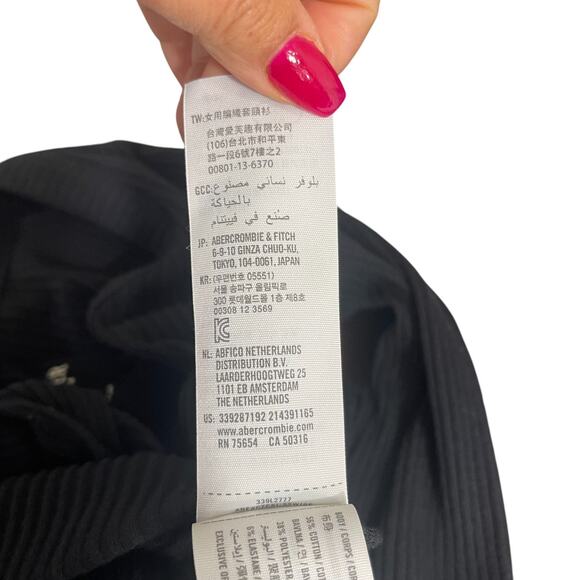 Hollister Black Ribbed Henley Top XS Button A&F Elena Gilbert Bella Y2K Inspire - Picture 7 of 8